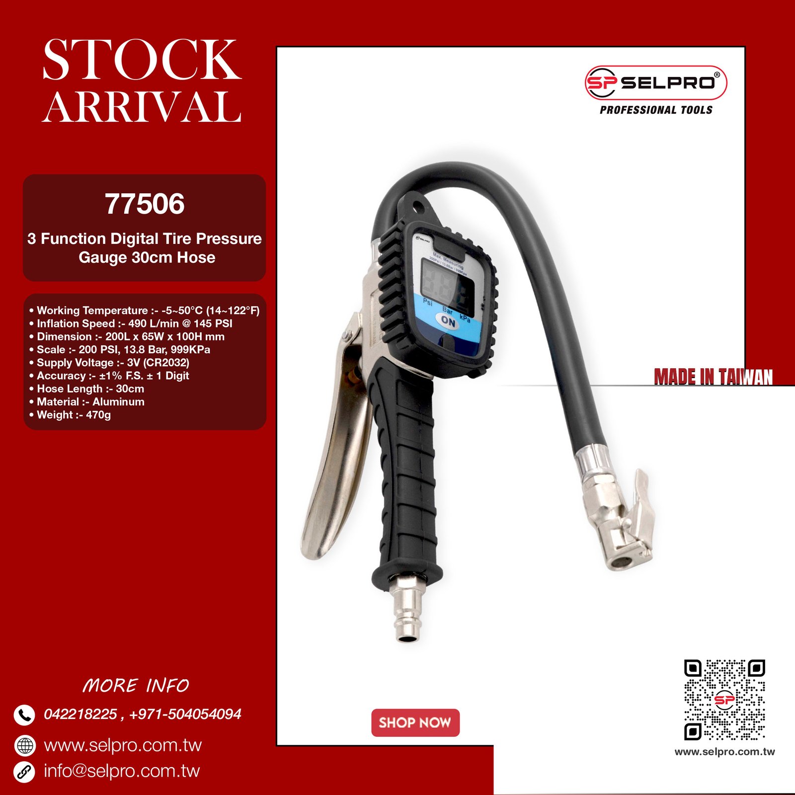 3 Function Digital Tire Pressure Gauge